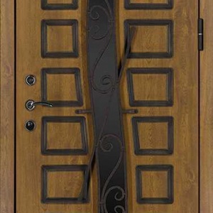 Дверь со стеклом и ковкой DR251